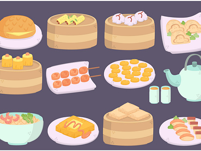 Delicious Hong Kong Cuisines Illustration Pack