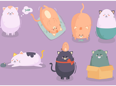 Cartoon Cat Characters Illustration animal bundle cartoon cat character cute illustration pet simple vector