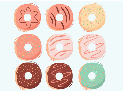 Cartoon Donuts Illustration bundle cake cartoon chocolate clipart dessert donut food illustration vector