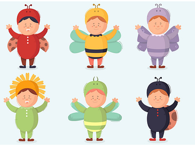 Kid Wearing Costumes Illustration bundle character child costume illustration kid people person vector