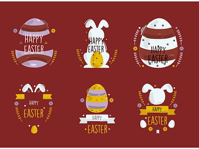 Easter Egg Badges Illustration badges bunny celebration day decoration easter egg illustration label vector