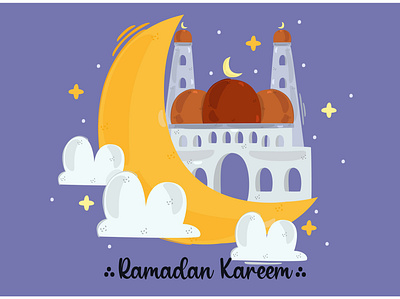 Ramadan Kareem Hand Drawn Illustration beautiful celebration day illustration islamic kareem moon muslim ramadan vector