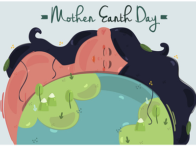 Mother Earth Day Hand Drawn Illustration (2) beautiful celebration character day earth illustration mother planet vector woman