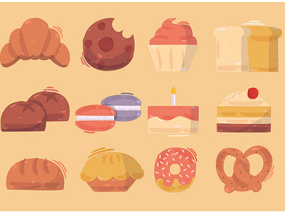 Bakery Icon Set Illustration bakery bread cake dessert food icon illustration pastry sweet vector