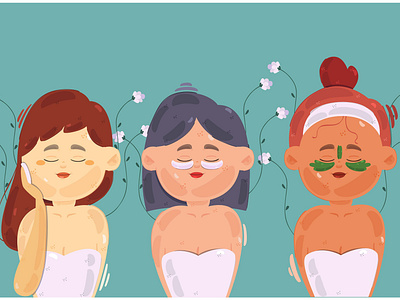 Woman Skincare Routine Illustration