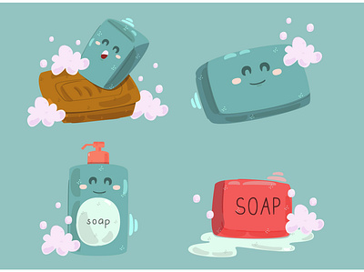 Soap Handwash Character Illustration bath character foam hand illustration liquid skin soap vector wash
