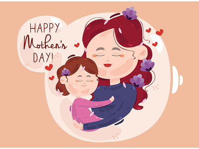 Mother and Child Hugging Illustration beautiful celebration child day event hug illustration mother vector woman