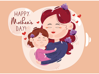 Mother and Child Hugging Illustration