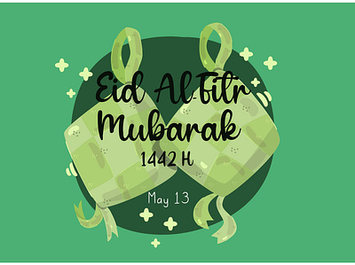 Happy Eid Al Fitr with Traditional Ketupat Illustration al fitr dish eid greeting happy illustration ketupat muslim traditional vector
