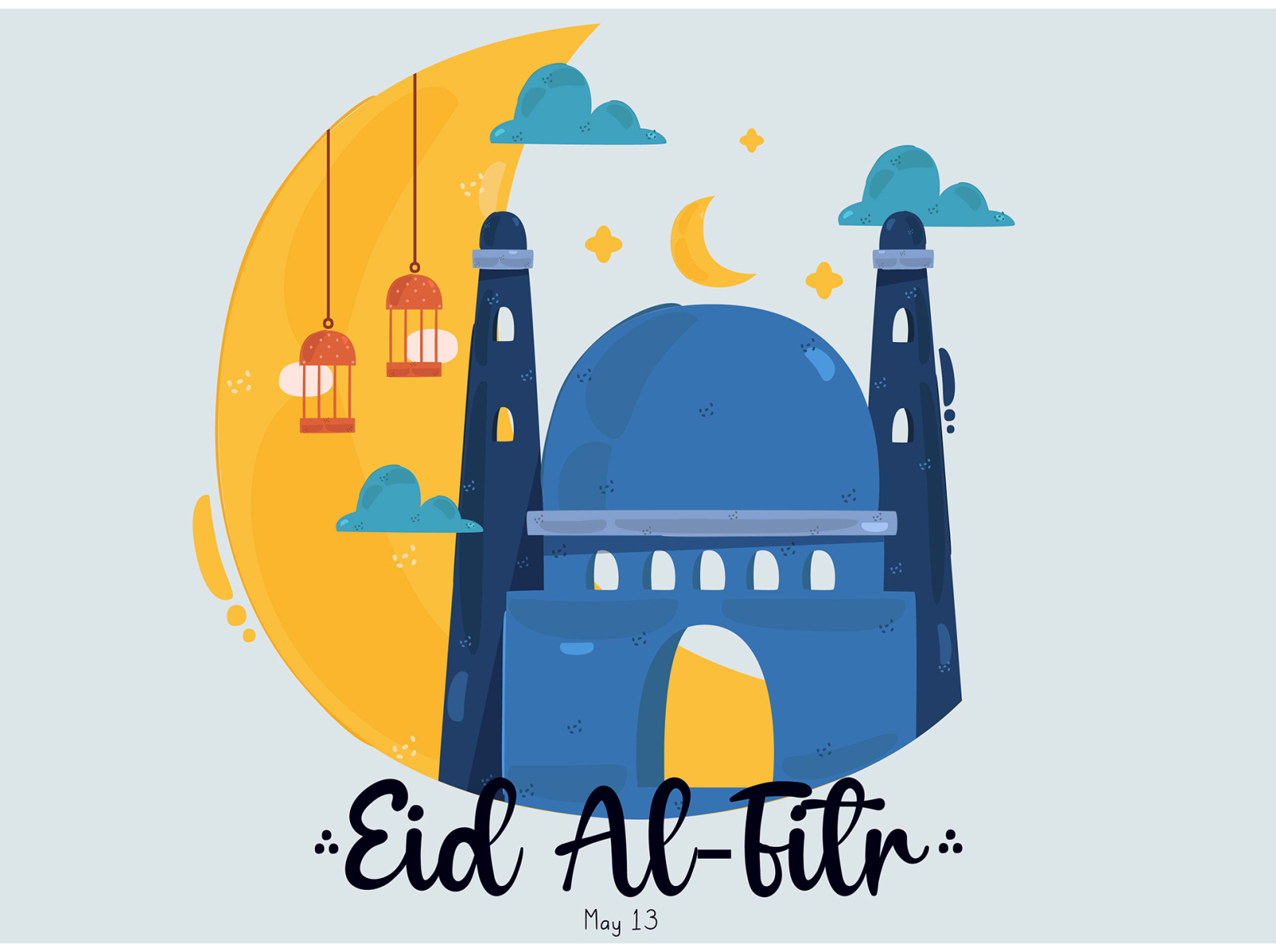 Eid Al Fitr Illustration al-fitr celebration eid festival greeting illustration moon mubarak muslim vector
