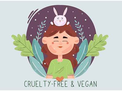 Cruelty Free and Vegan with Woman Character Illustration