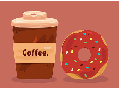 Donut and Coffee Illustration breakfast coffee donut doughnut drink food illustration menu morning vector