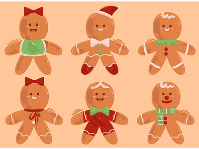 Gingerbread Man Cookie Illustration (2) biscuit cake christmas cookie decoration food ginger gingerbread illustration vector