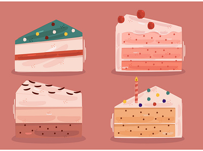 Delicious Cake Illustration bread cake chocolate delicious food illustration rainbow strawberry vanilla vector