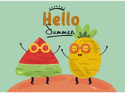 Hello Summer Illustration beach hello illustration nature season summer sun tropical vector weather