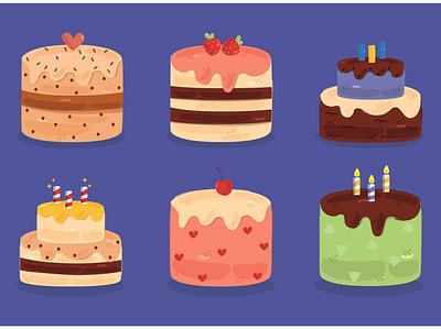 Delicious Birthday Cake Illustration birthday bread cake chocolate delicious food illustration rainbow strawberry vector