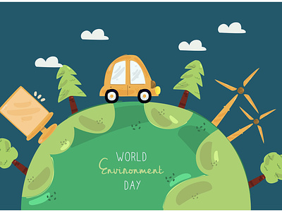 World Environment Day Illustration (3) clebration day earth environment illustration nature pollution tree vector world
