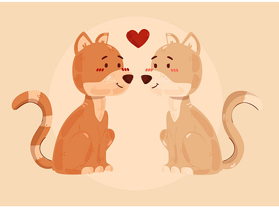 Cats Love Illustration animal cat character couple heart illustration love relationship sweet vector