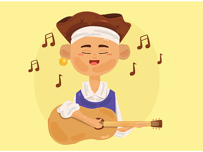 Pirate Playing Guitar Illustration