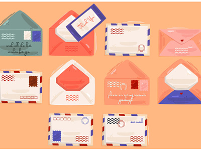 Envelope Set Illustration address business card cartoon envelope illustration letter mail paper vector