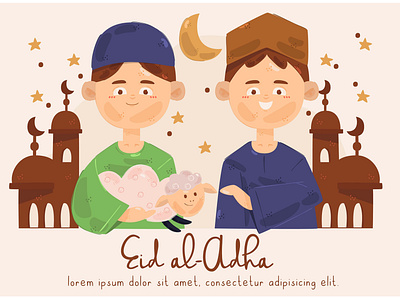 People Celebrating Eid Al Adha Illustration al adha celebration eid holiday illustration islam mubarak muslim people vector