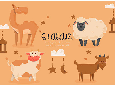 Eid Al-Adha Illustration (2) al adha celebration eid holiday illustration islam mubarak muslim sheep vector