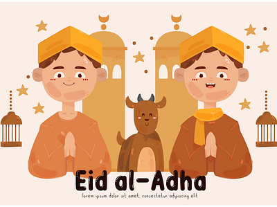 People Celebrating Eid Al-Adha Illustration (2) al adha celebration eid holiday illustration islam mubarak muslim people vector