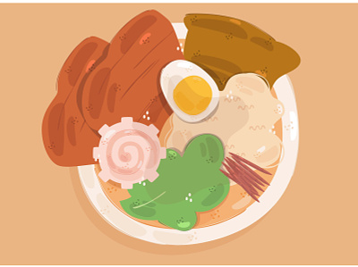 Ramen Illustration beef dish egg food illustration japanese noodle ramen soup vector