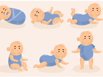 Baby Boy Illustration baby born boy cartoon character grow illustration newborn toddler vector