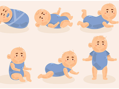 Baby Boy Illustration baby born boy cartoon character grow illustration newborn toddler vector