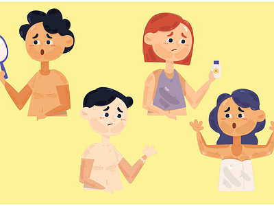 People with Sunburn Illustration