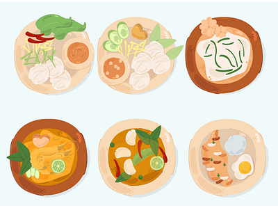 Thai Food Illustration cuisine curry dish food illustration national noodle thailand traditional vector