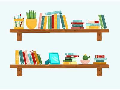 Interior Bookshelves Illustration