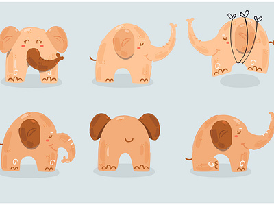 Elephants Illustration animal baby cartoon character cute elephant illustration vector wildlife zoo