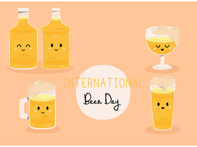 International Beer Day Illustration (3) beer bottle campaign celebration day drink illustration international mug vector