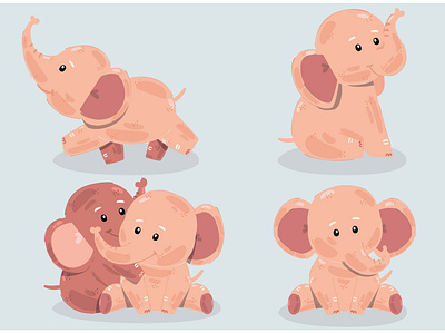 Elephants Illustration (3) animal baby cartoon character cute elephant illustration mammalia vector zoo