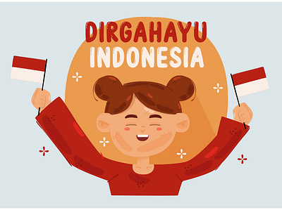Girl Holding Indonesia Flag Illustration celebration ceremony day flag girl greeting illustration independence indonesia vector