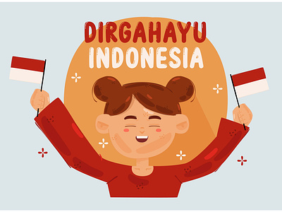 Girl Holding Indonesia Flag Illustration