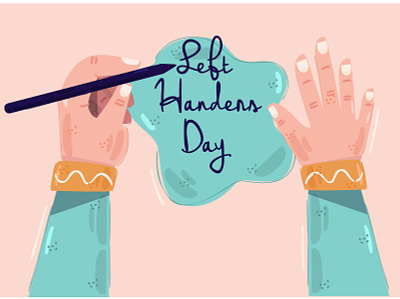 Writing with Left Hand Illustration (2) august cartoon celebration day event hand illustration left vector write