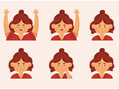 Little Girl with Different Poses Illustration character expression face female girl head illustration portrait pose vector
