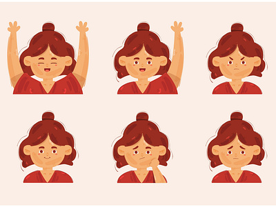 Little Girl with Different Poses Illustration