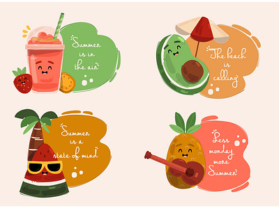 Summer Fruits with Quotes Illustration beach fruit holiday illustration nature quotes season summer tropical vector