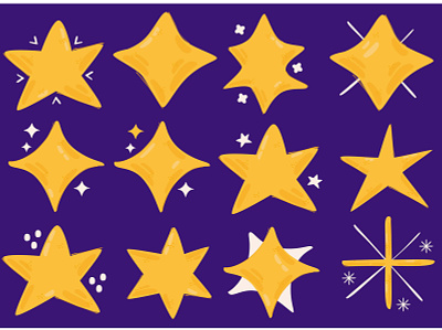 Sparkling Stars Illustration cartoon clipart illustration night space sparkles sparkling star vector yellow