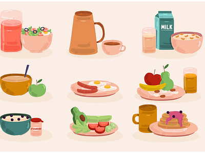 Breakfast Meals Illustration breakfast delicious egg food healthy illustration meal morning vector vegan