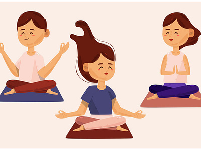 People Meditating Illustration body energy healing illustration meditation people relax stress vector yoga