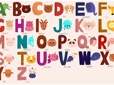 Alphabet Zoo Illustration abc alphabet animal font illustration letter name vector write zoo
