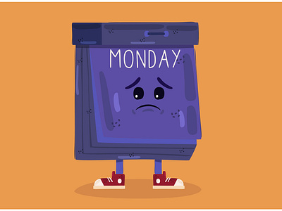 Tired Calendar Character Illustration