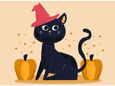 Halloween Cat Illustration (2) background cat celebration festival halloween illustration october party pumpkin vector