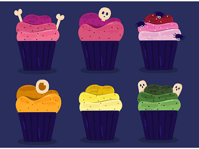 Halloween Cupcakes Illustration celebration cupcake dessert festival halloween illustration october party scary vector