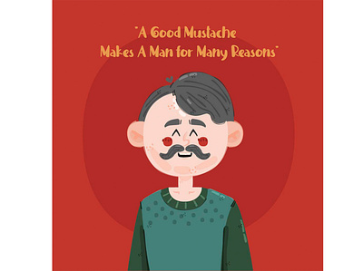 Man with Mustache Illustration beard character charities illustration male man movember mustache quotes vector with